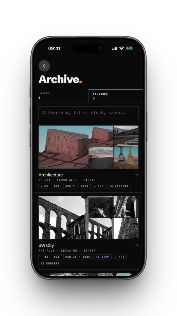 Archive screen preview